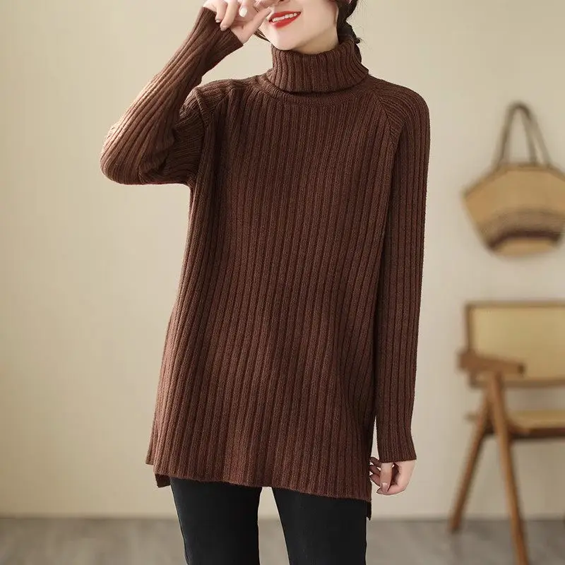 Свободная и удобная универсальная трикотажная одежда тонкий Топ с длинным