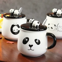 400ml creative cute cartoon panda ceramic with lid with spoon mug home breakfast milk coffee cup we drink water cups