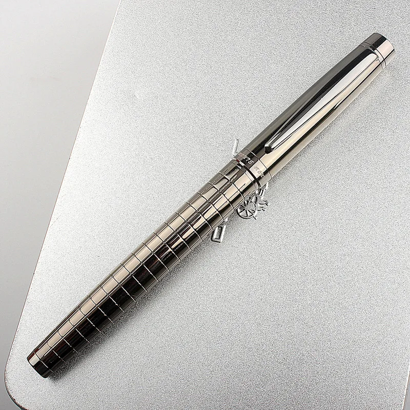 

Luxury High Quality Metal Rollerball Pen Gun gray lattice Trim Stationery Office school supplies Writing Ball Pens