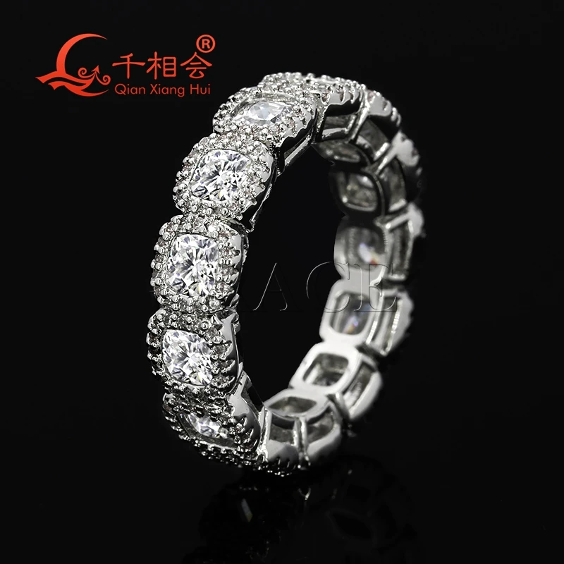 10k 14k 18k real gold 6mm cushion Crystal sugar ring hip hop  round Moissanite Ring Men women  Diamonds Male fine Jewelry