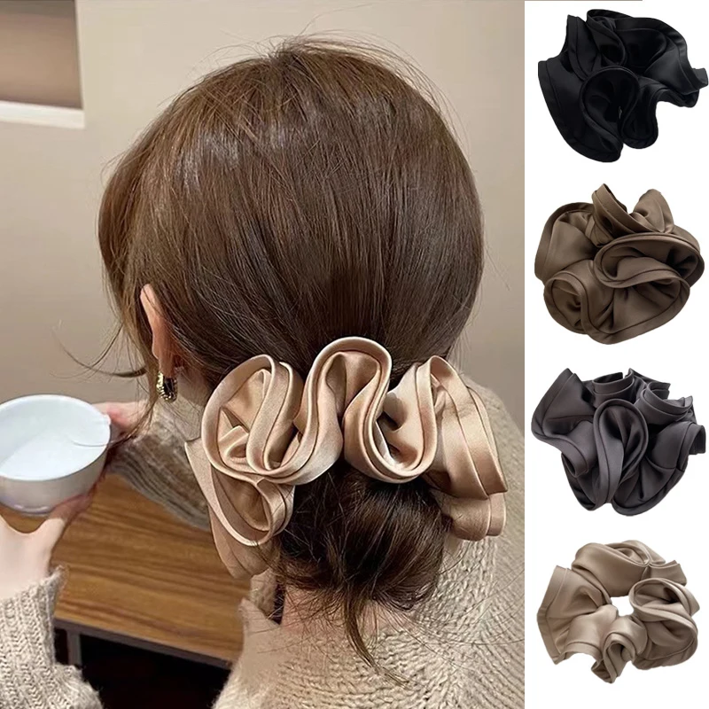 

New Korean Silk Elastics Hair Band Oversized Scrunchie Elegant Women Girls Hair Rope Fashion Hairband Hair Accessoires Gift