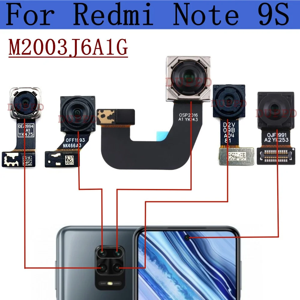 

Front Rear Camera For Xiaomi Redmi Note 9S M2003J6A1G Original Frontal Selfie Back Main Ultrawide Macro Depth Camera Module