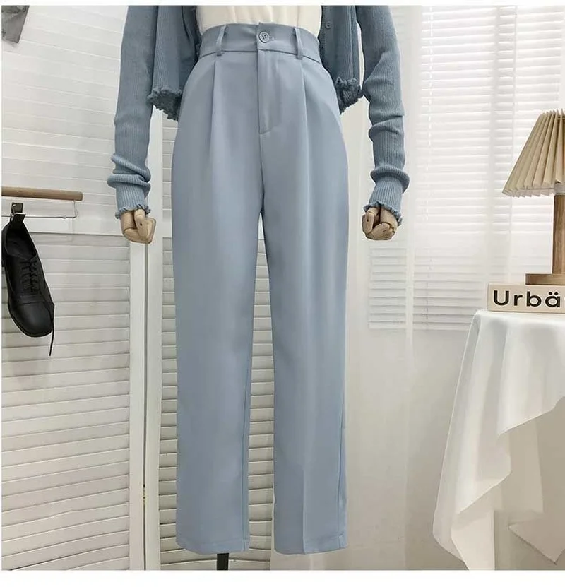 

Straight Suit Pants Women's 2022 Spring and Summer Korean Version High Waist Loose and Thin Nine Points Casual Small Trousers