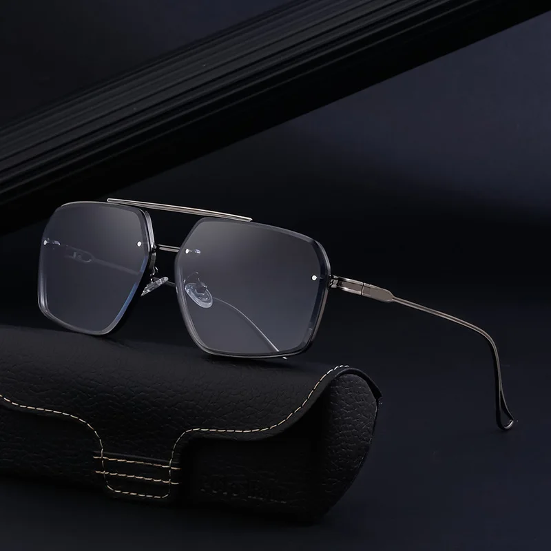 

New Gradient Sunglasses for Men Fashion Metal Big Frame Sun Glasses Brand Design Luxury Lunette De Soleil Homme UV400 Sunglasses
