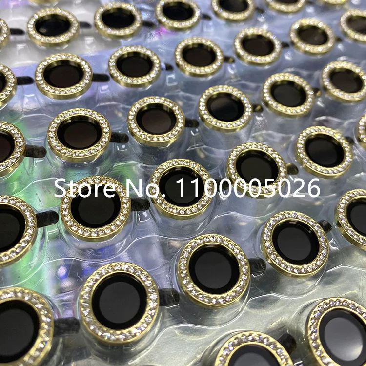 

100PCS Diamond Glitter Camera Lens Protector On For iPhone 13 12 11 Pro Max Mini Metal Ring Lens Glass On 13 Pro Max Protective