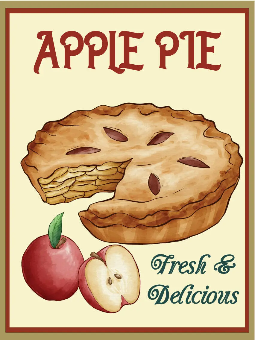 

Оловянные знаки Apple Pie, потертая шикарная тарелка, настенный художественный постер для дома, бара, паба, комнаты, настенные знаки