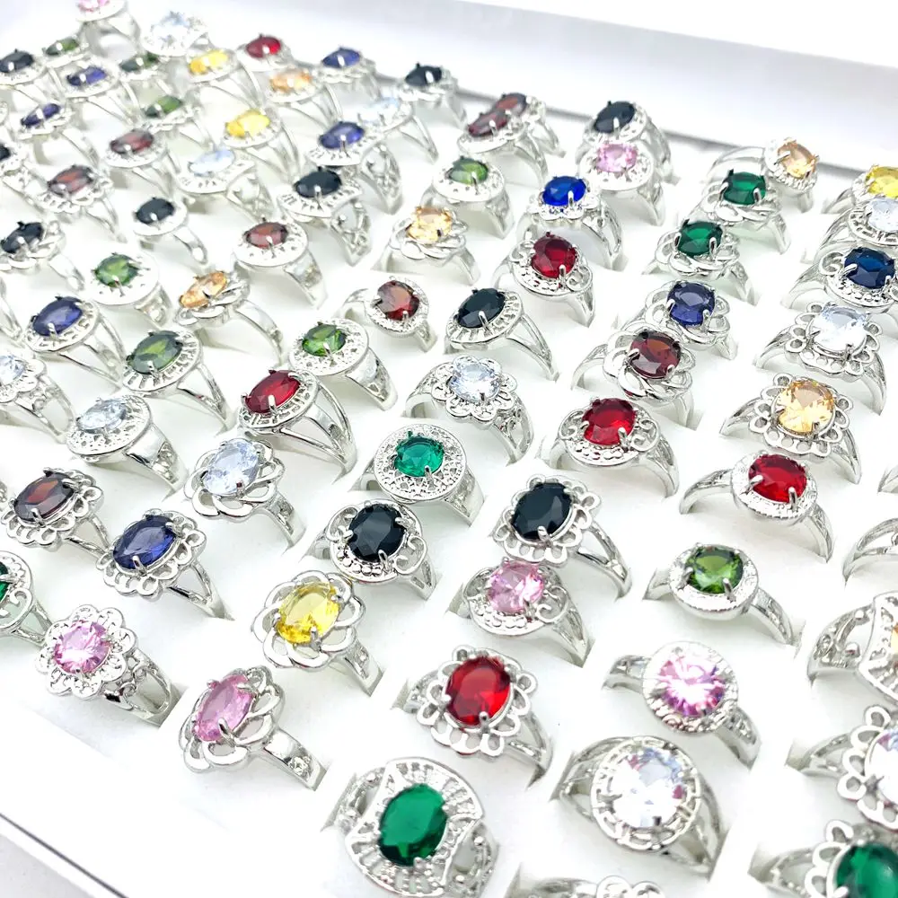 20 шт./лот кольца для женщин позолоченные посеребренные сверкающие циркониевые