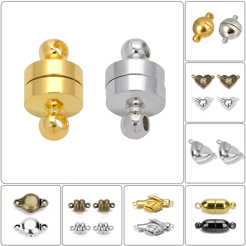 

4-10Pcs/Lot Metal Round Magnetic Clasps Heart Charms Hooks Connector For Jewelry Making Diy Bracelet Necklace Buckle Finding