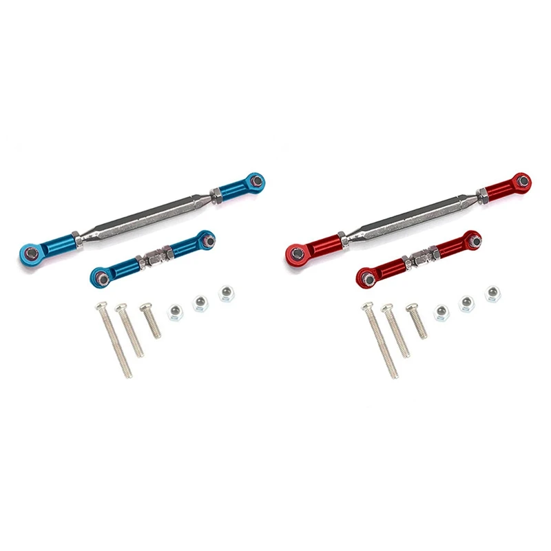 

2 Set Metal Steering Linkage Servo Link Pull Rod Turnbuckle For MN D90 D99 MN-90 FJ-45 1/12 RC Car Crawler, Blue & Red