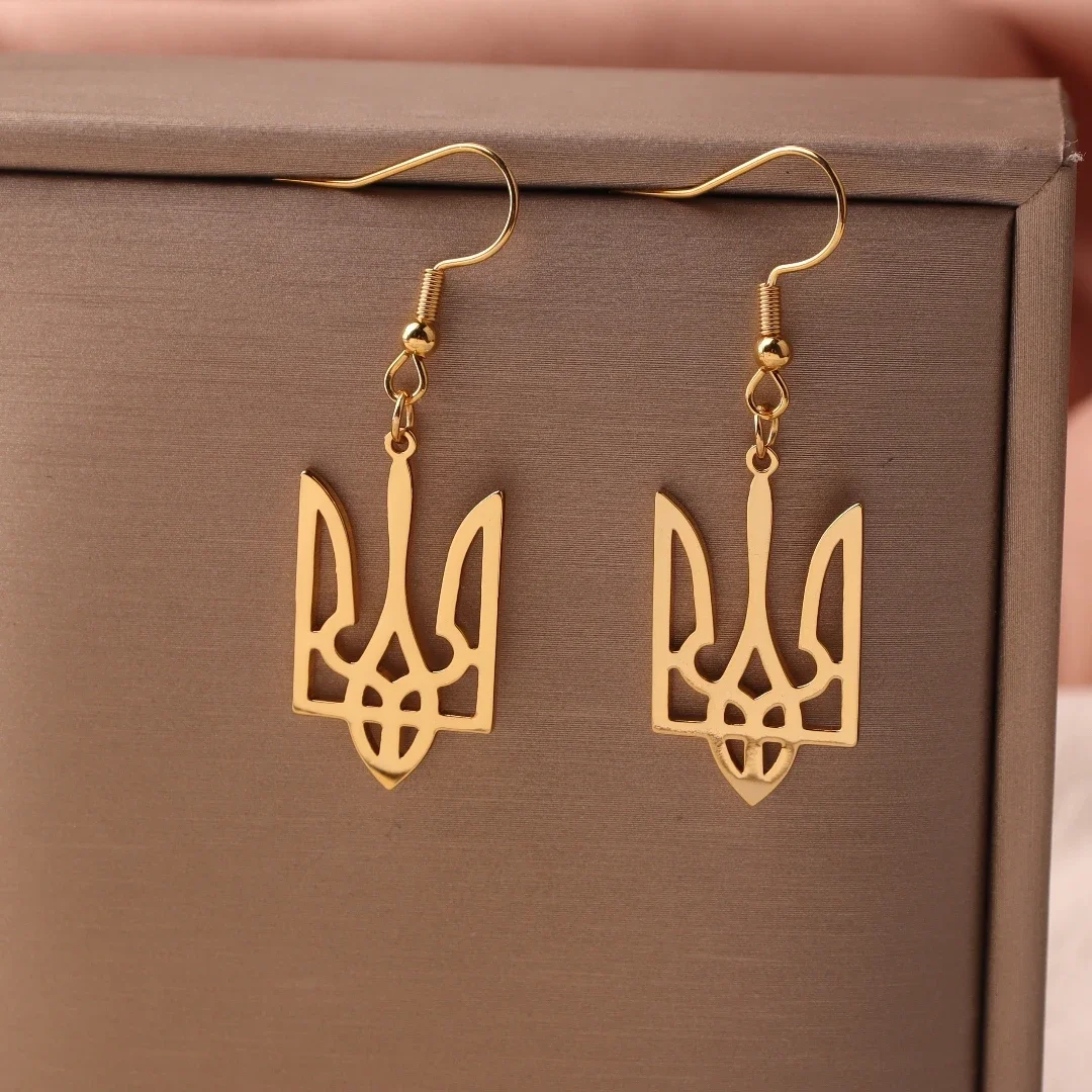 Серьги-подвески из нержавеющей стали с изображением национальных символов