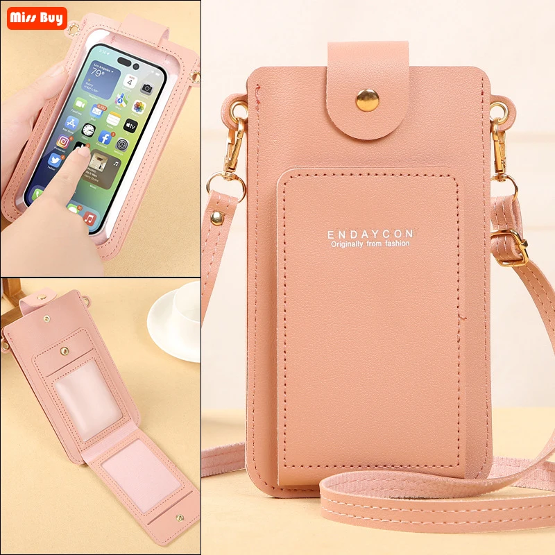 Fashion Multifunction Touch Screen Mini Phone Pouch for Samsung Galaxy S22 Ultra S21 Plus S10 5G Case Wallet Crossbody Bag