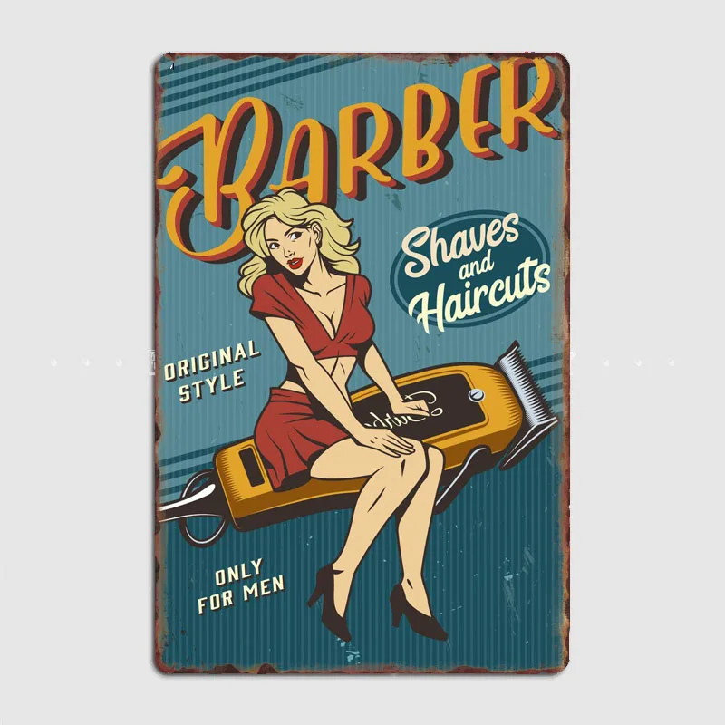 

Barber Shop Wall Art Poster Metal Poster Retro Garage Living Room Decorations For Men Wall Custom Tin Vintage Home Decor