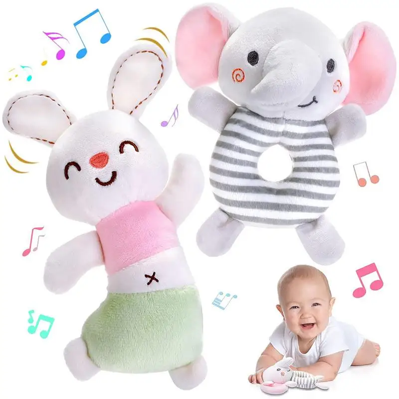 

Soft Animal Rattles Elephant/Rabbit Newborn Plush Toys Newborn Teething Rattle Toys Infant Learning Sound Toy Newborn Soft