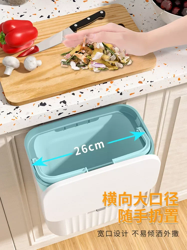 

2022New Trash Can Wall-mounted with Lid Trash Can Storage Bucket Household Cabinet Door Hanging Sliding Lid Trash Can