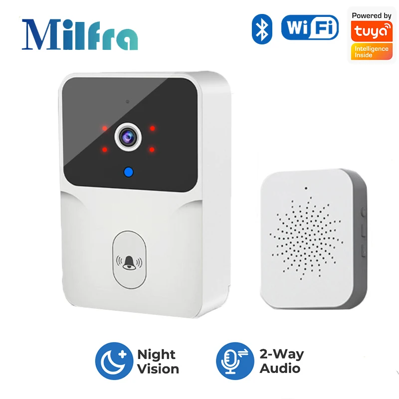 

Tuya Wireless Intelligent Wifi Doorbell Visual Video Intercom Smart Security Doorbell HD Night Vision Anti-Theft Door Bell Voice