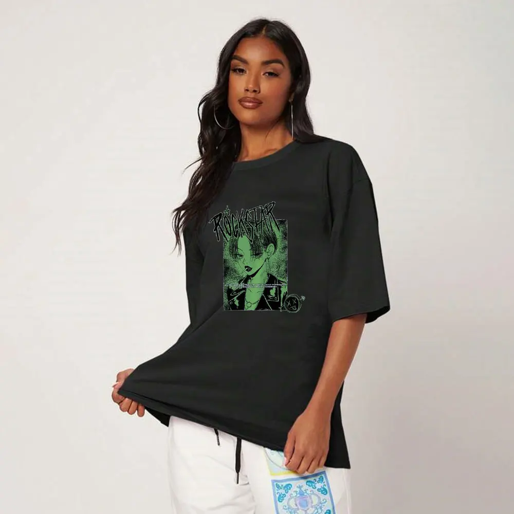 

LIBRECLANS 90'S Oversized Women'S Y2k Top Summer Baggy Harajuku Hip Hop Men'S T-Shirt Aesthetic Gothic Short Sleeve O-Neck Top