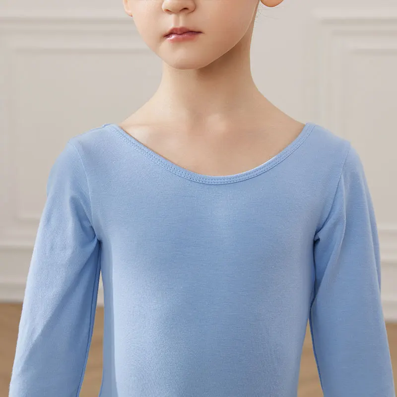 RUYBOZRY Kids Ballet Leotards Gymnastics Costume Long Sleeve Ballet Outfit For Girls Cotton Basic Ballet wear