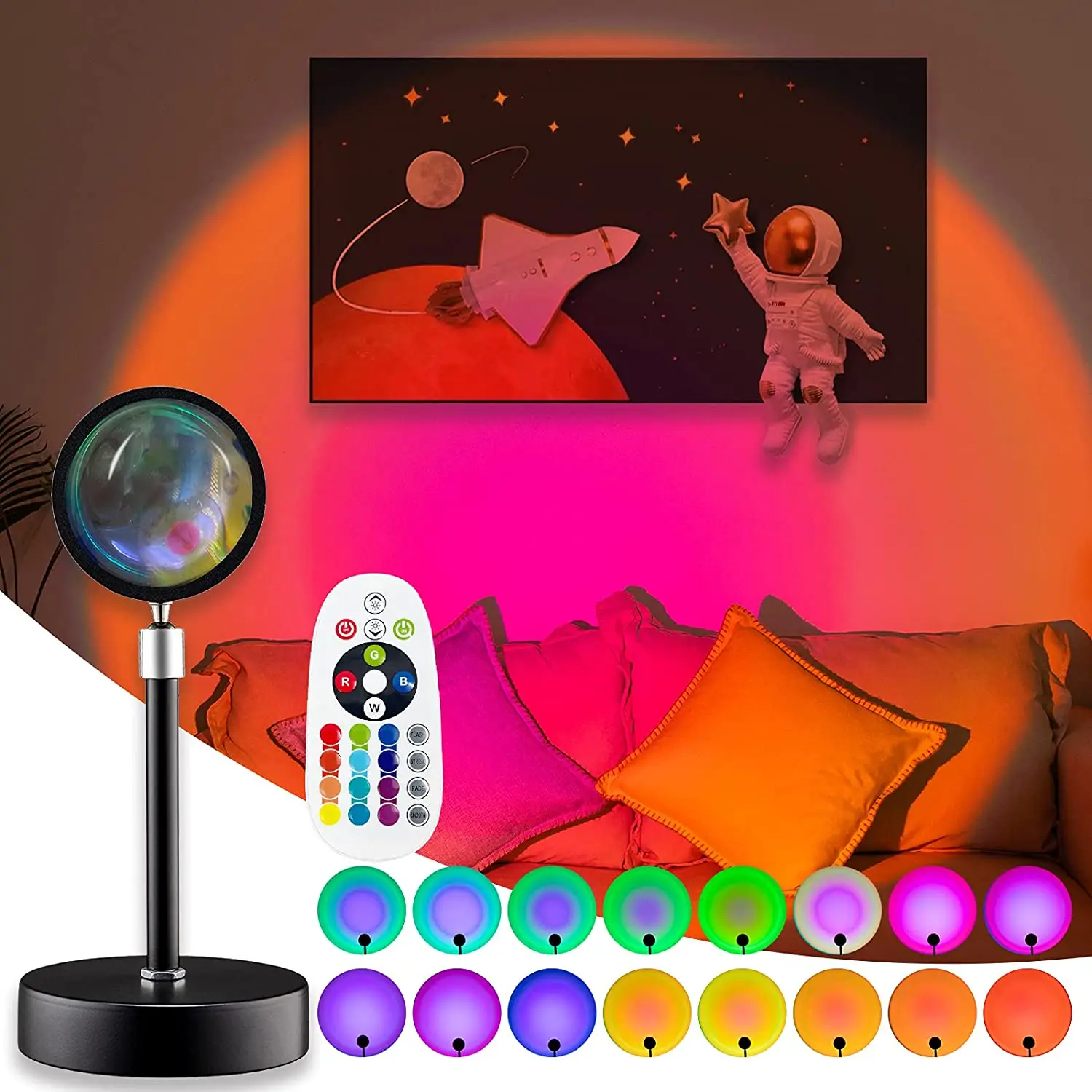 

Sunset Projection Lamp christmas lights led Rainbow Atmosphere night light For Bedroom Decoration Background Wall Tiktok Table