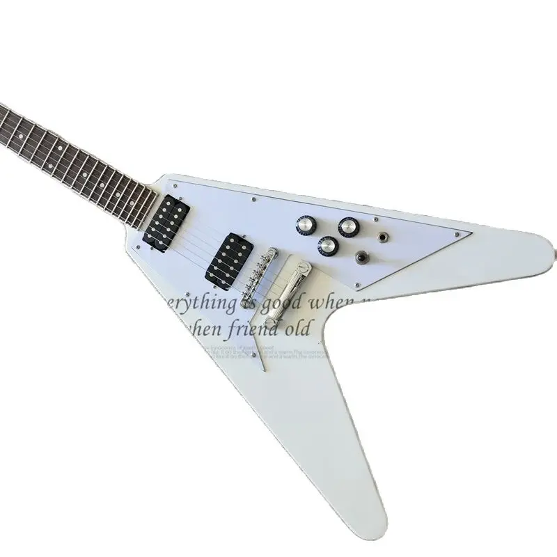 

Белая электрическая гитара с V-образным вырезом, гитара из красного дерева в корпусе с фиксированным мостом HH, гриф из палисандра, белая подк...