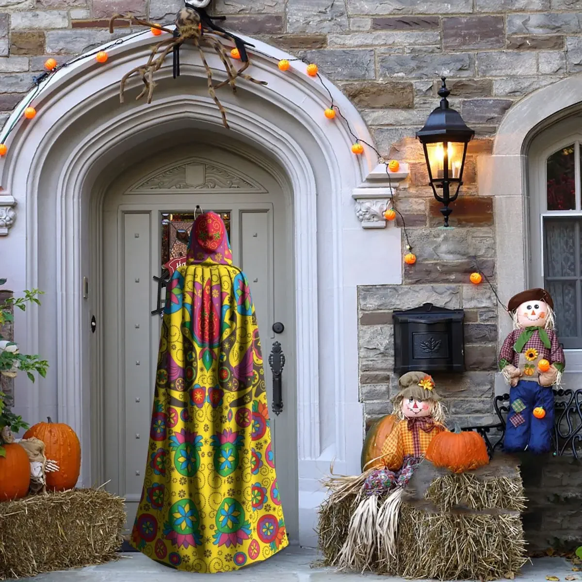 Платье с капюшоном для взрослых симметричный зеркальный желтый слон