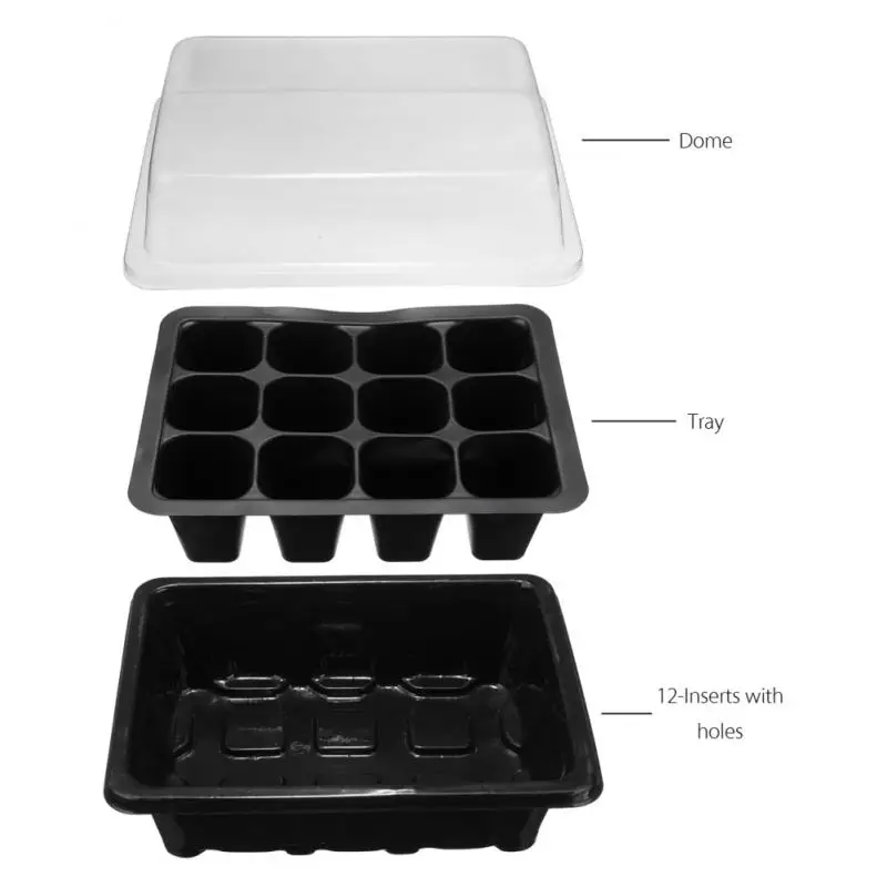 

12 Hole Seedling Trays Seed Starter Tray Plant Flower Grow Box Propagation For Gardening Seed Grow Starting Germination Box