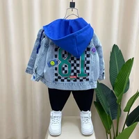 kids boys denim jacket spring and autumn new korean version jeans childrens baby hooded jacket coat childrens casual clothes