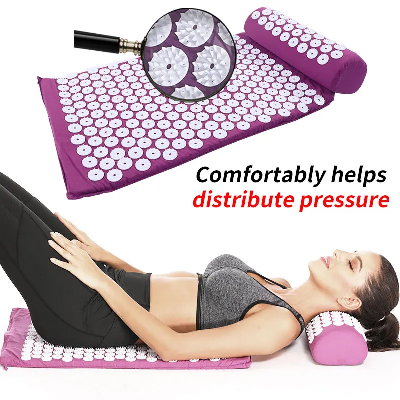 

Acupressure Cushion Non-Slip Massage Mat Body Pain Spike Fitness Pilates Exercise Pillow Yoga Mat Gift Bag Applicator Kuznetsov