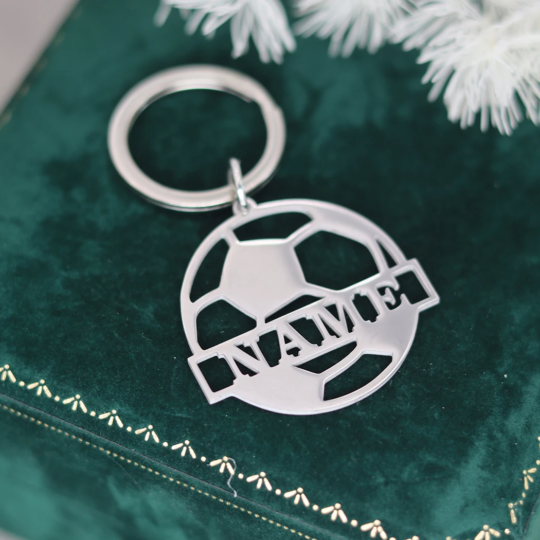 Футбольный брелок из нержавеющей стали с индивидуальным именем для женщин и