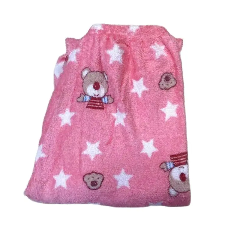 Winter Women's Plush Pajama Pants Warm Home Pants Loose Comfortable Elastic Waist Cute Cartoon