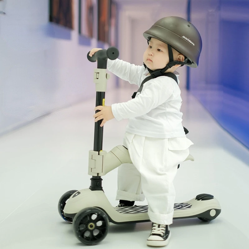 Scooter Children's 3 Wheels Boys And Girls Can Sit And Ride Kick Scooter 1-2-3 Years Old Baby 3 In 1 Scooter Kids's Ride-on Toys