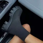 Осенне-зимние новые кроссовки для пар, женские повседневные короткие вязаные кроссовки на толстой подошве большого размера