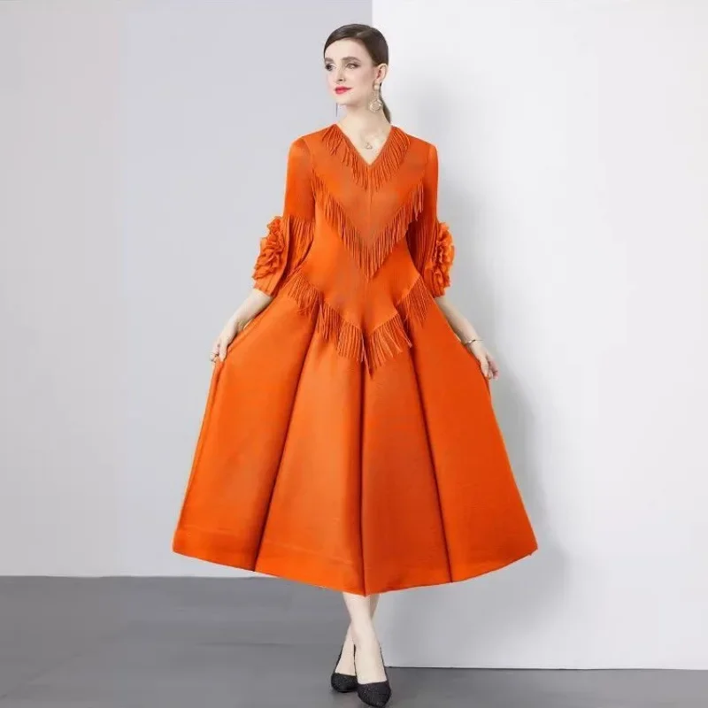 Женское однотонное плиссированное платье Miyake Design Sense с тяжелой тарелкой и