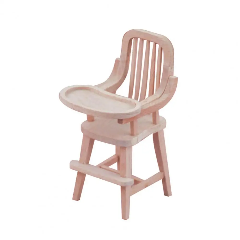 

Mini Dining Chair Realistic Looking Unpainted Decorative Dollhouse Dining Chair for Entertainment