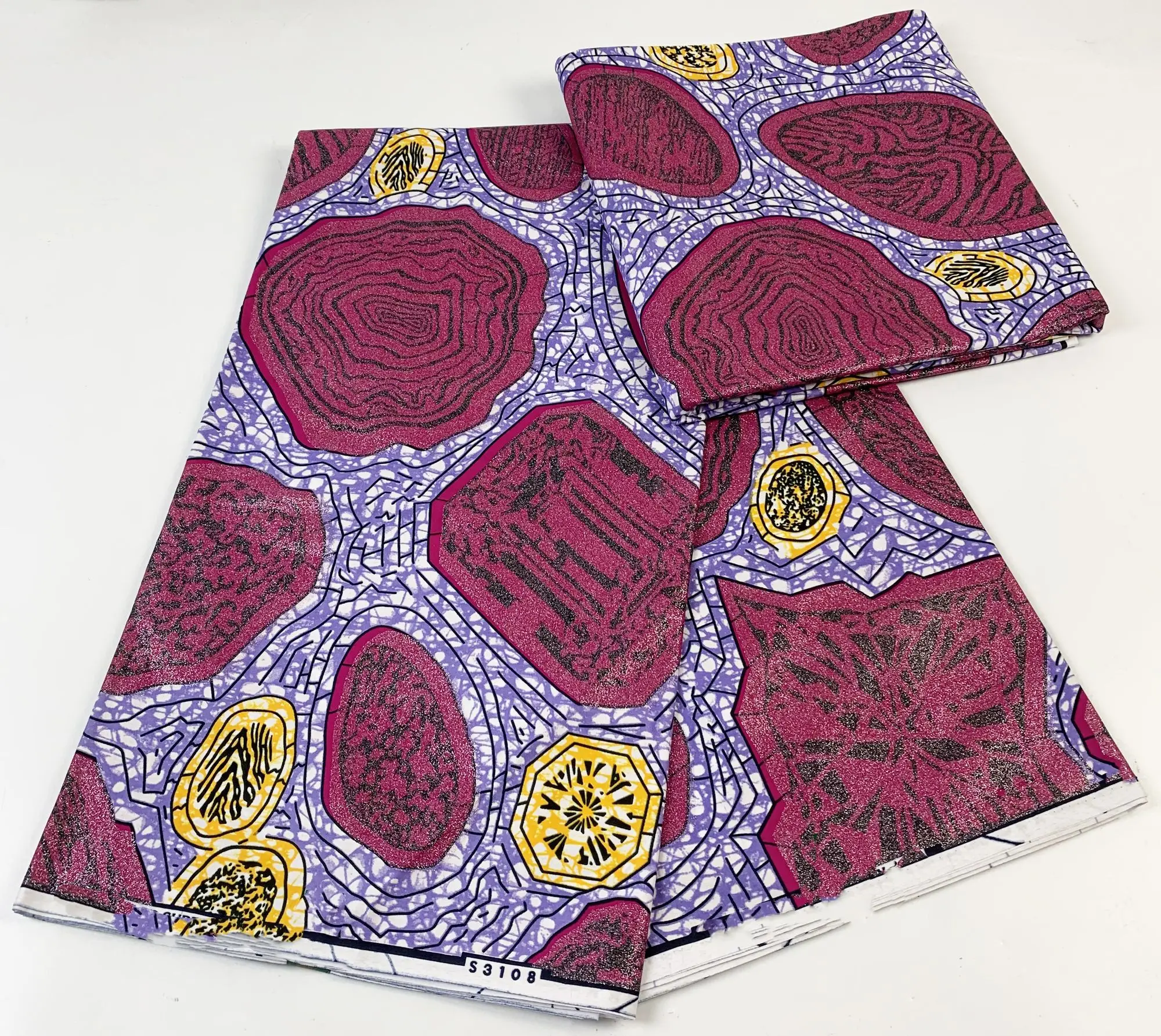 

Grand Wax African Ankara Real Batik Cotton Pagne Wraper Batik Material Shine Glitter Golden Stuff For Sewing Party Dress