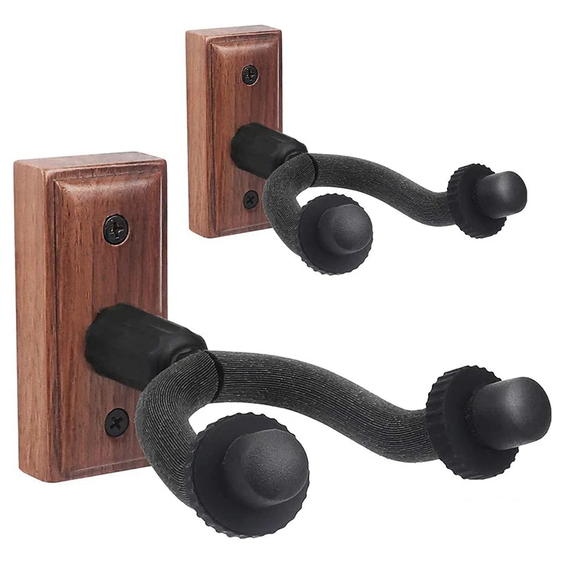 

2 Pack Guitar Hangers Wall Mounts Holder Stand For Acoustic Electric Guitar Bass Ukulele Walnut Wood
