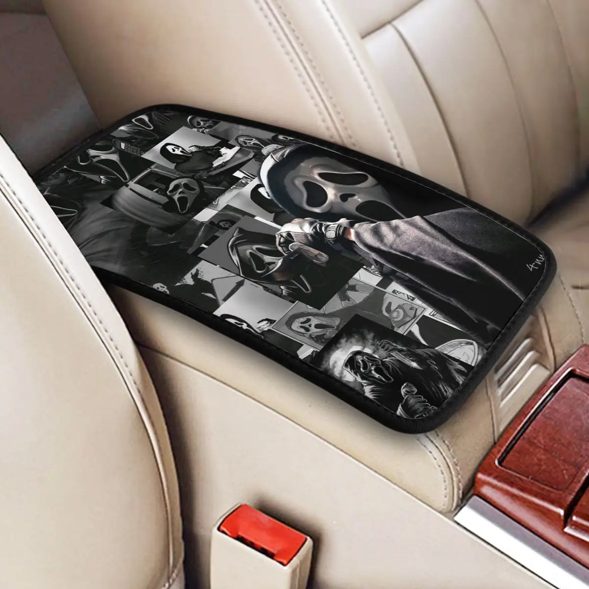 

Horror Ghostface Center Console Protective Cushion Pad for Cars Auto Interior Non-slip Armrest Cover Mat