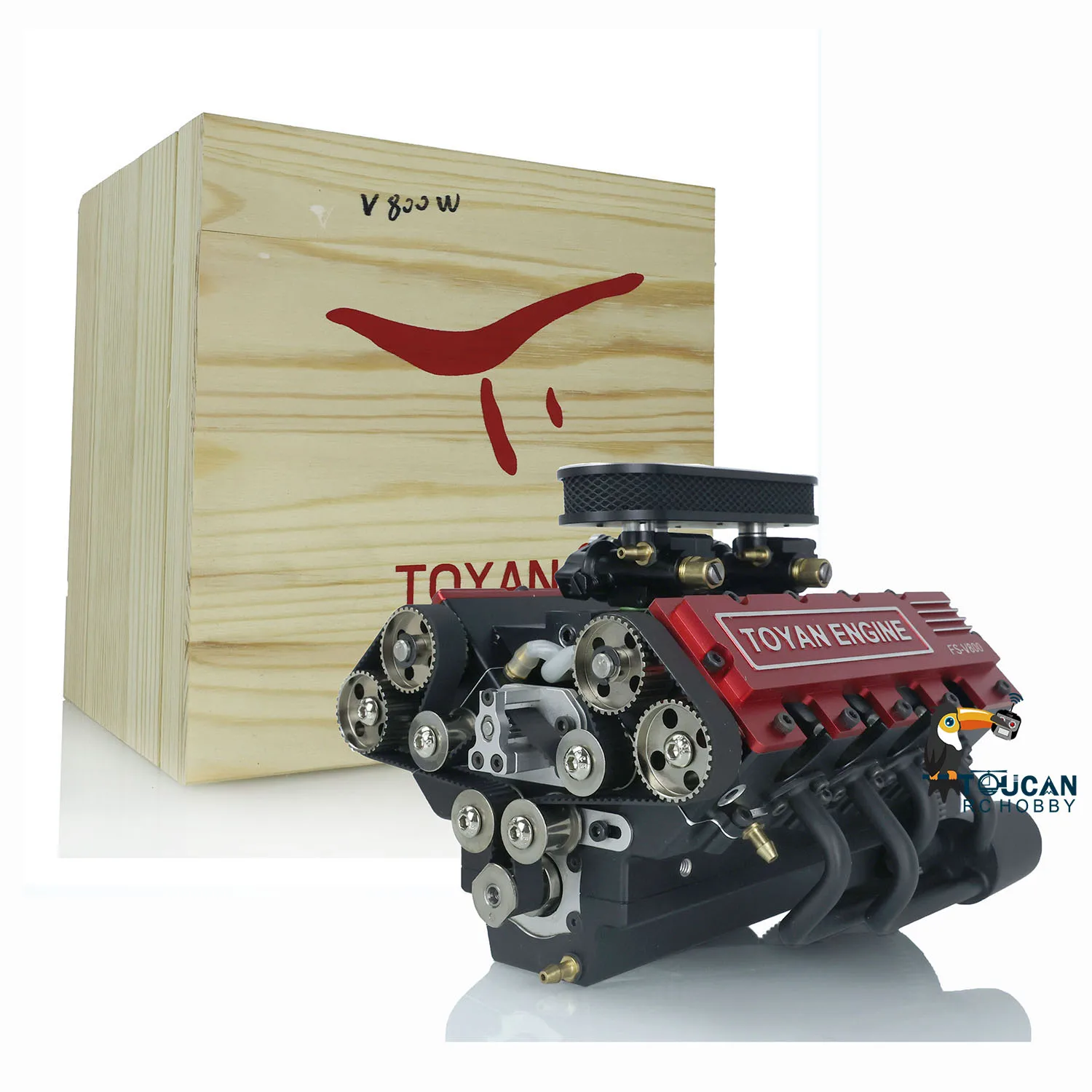 

TOYAN V8 Methanol Metal Engine Model 4 strokes Miniature 8-cylinder Water-cooled Assembled for RC Car Boat Airplane TH21549