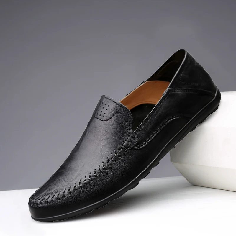 

Men's Leather Shoes Luxury Brand Casual Slip-On Italian Loafers Men Moccasin Booti Men's Driving Shoes Skórzane Buty Na Co Dzień