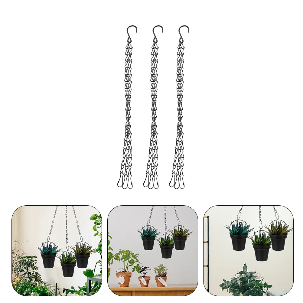 3Pcs Durable Balcony Flower Pot Hanging Iron Art Chains Basket Accessories |