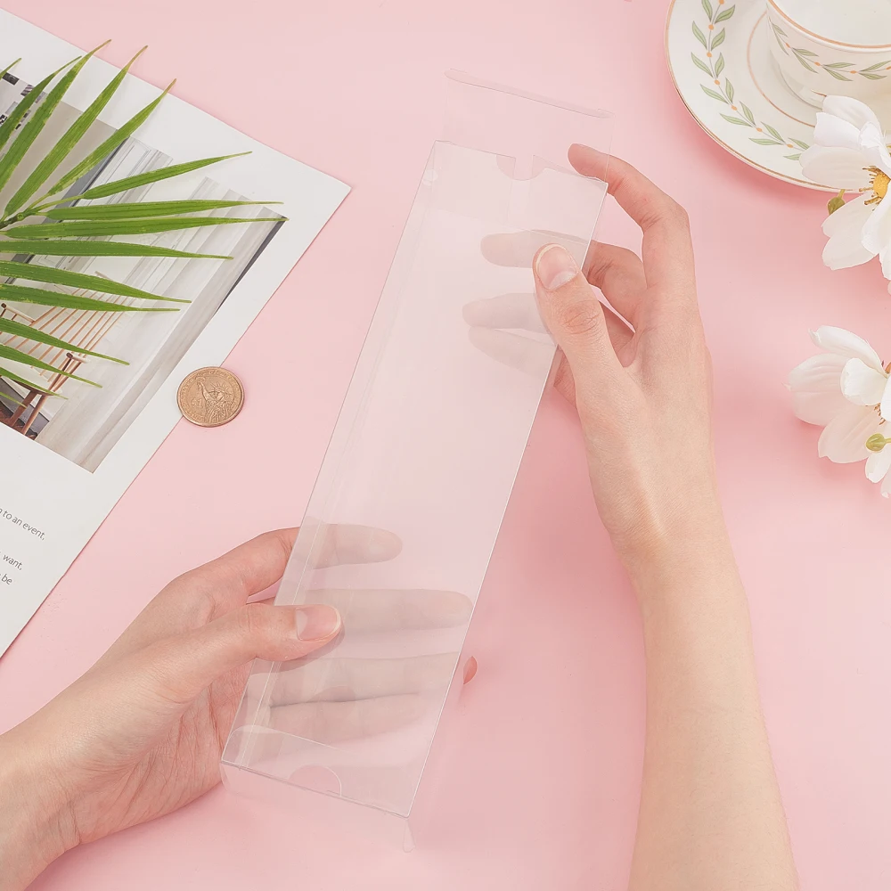 10Pcs Foldable Clear Rectangle PVC Boxes 24x6x6cm Gift Packaging Case for Wedding Party Favor Jewelry Display Caja De Dulces