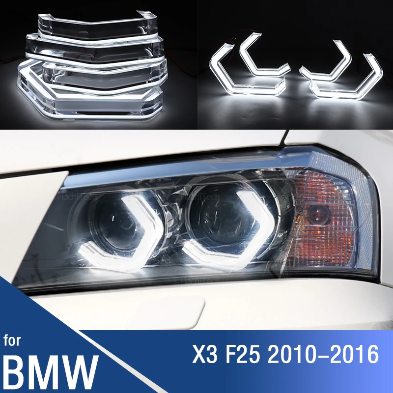 

Дневные ходосветильник для BMW, для BMW X3 F25 2010-2016, автомобильные аксессуары, светодиодные кристаллы M4, знаковый стиль, ангельские глазки