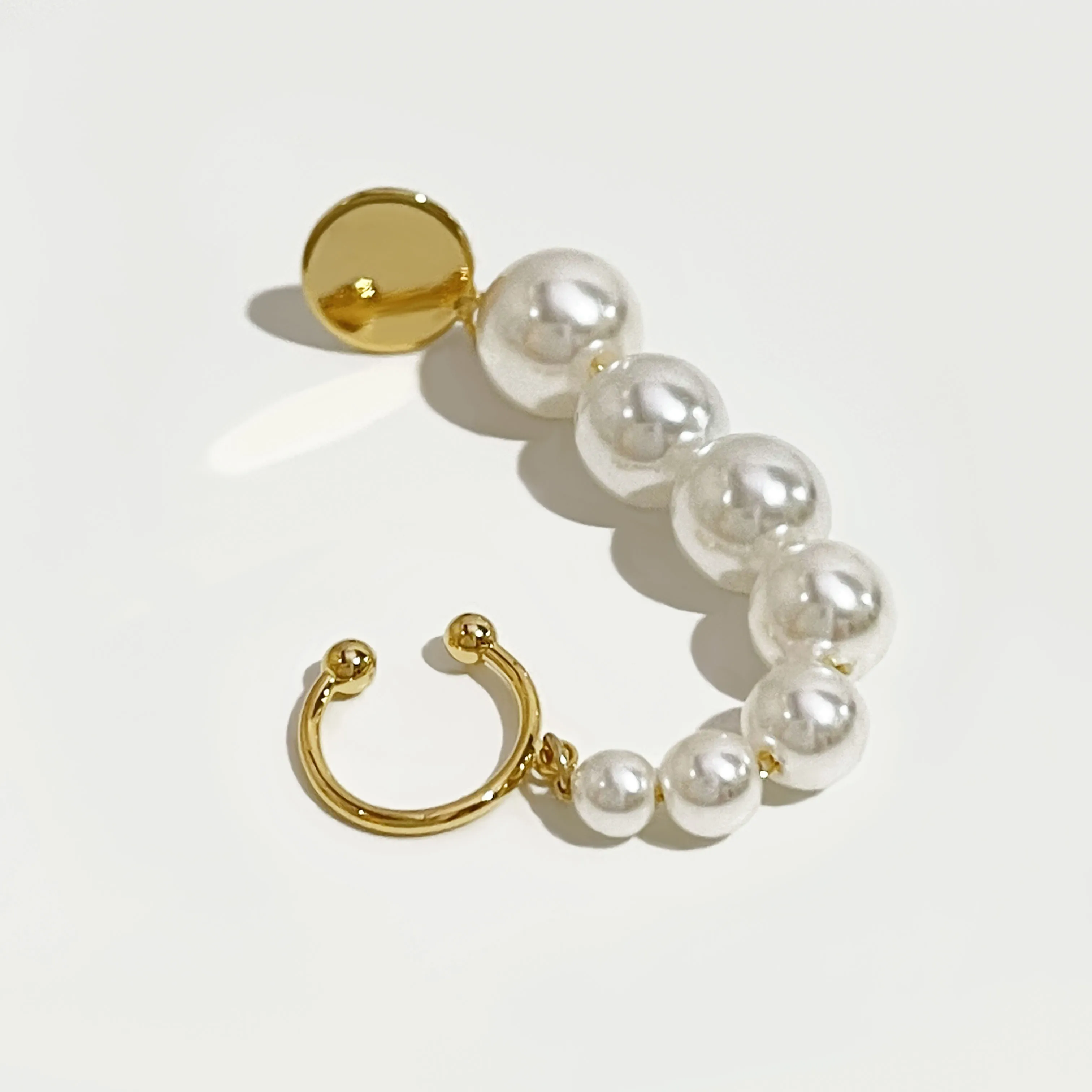 

Peri'sBox Gold Color Single Piece Hanging Faux Pearl Earrings Beaded Pearl Geometric Earrings for Women Minimalist Stud Earrings