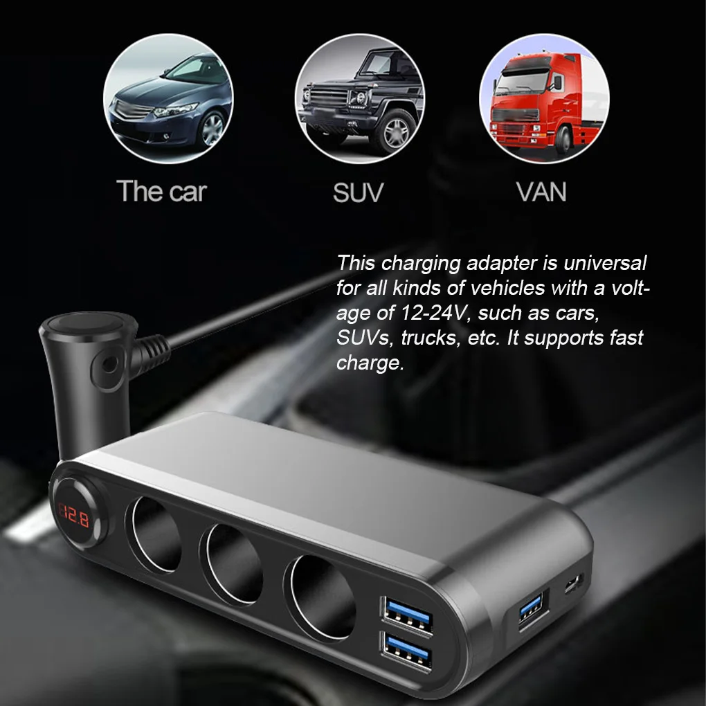 

Car Cigarette Lighter Adapter Splitter 120W QC3.0 USB Fast Charger 4Port Socket with Voltmeter Auto Accessories
