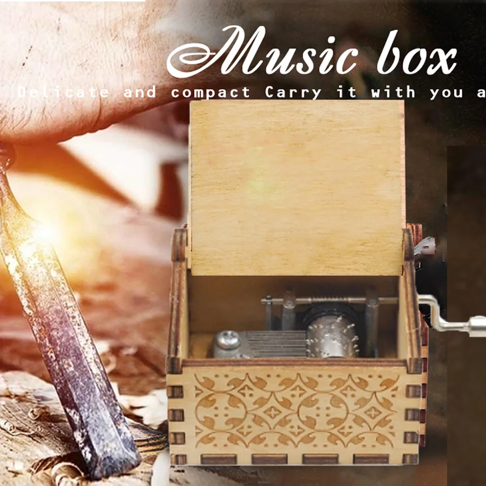 Частный пользовательский DIY картинка текст деревянная музыкальная шкатулка с