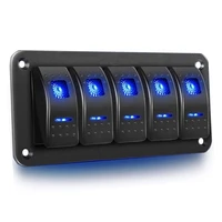 5 gang aluminum rocker switch panel toggle dash 5 pin onoff pre wired rocker switch blue backlit switch
