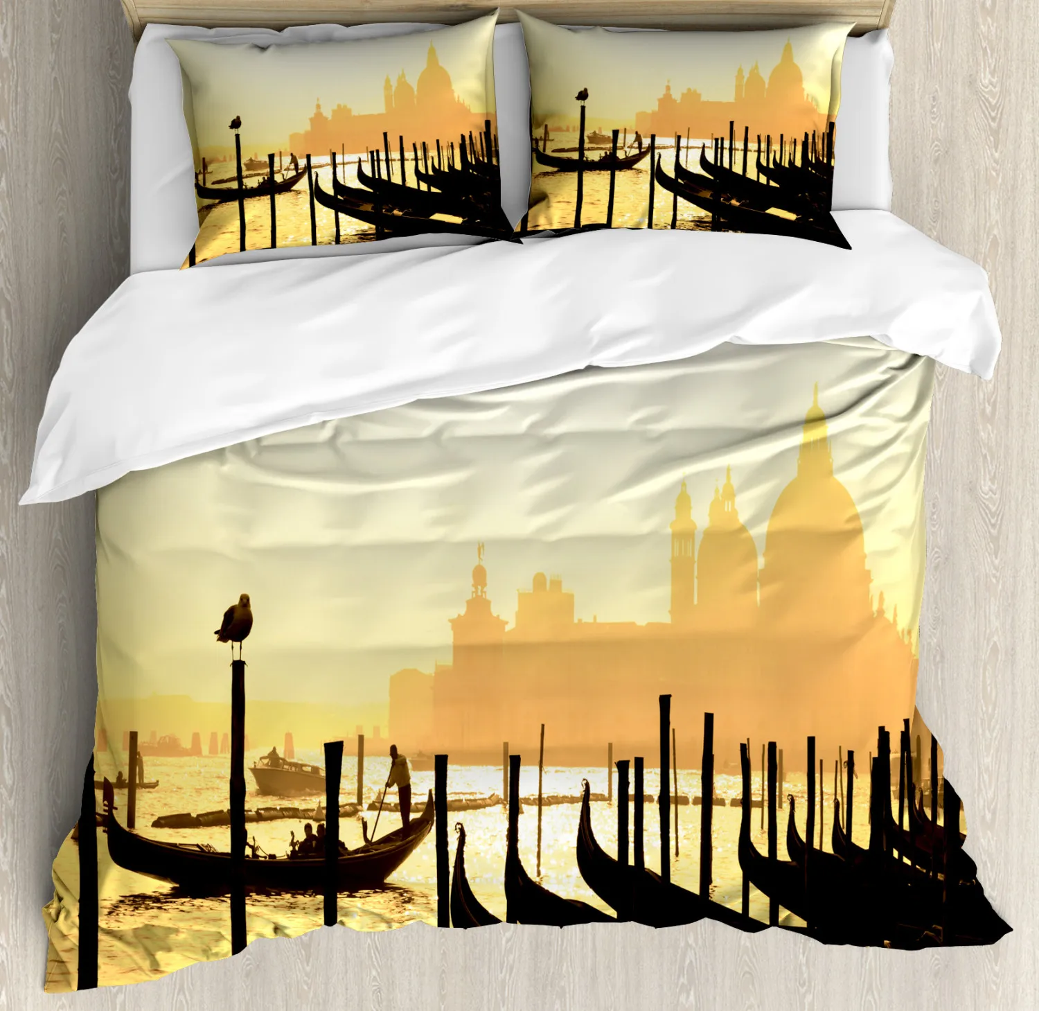 

Venice Duvet Cover Set for Boys Girls King/Queen Size Watercolor Painting of Venice Serene Cityscape Polyester Comforter Cover