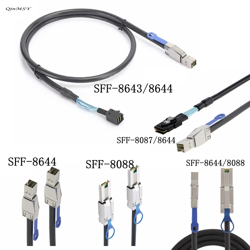 Exaternl Mini SAS 4X SFF-8644 к высокой плотности HD SFF-8088 8644 8643 и 8087 Raid-кабель для сервера данных
