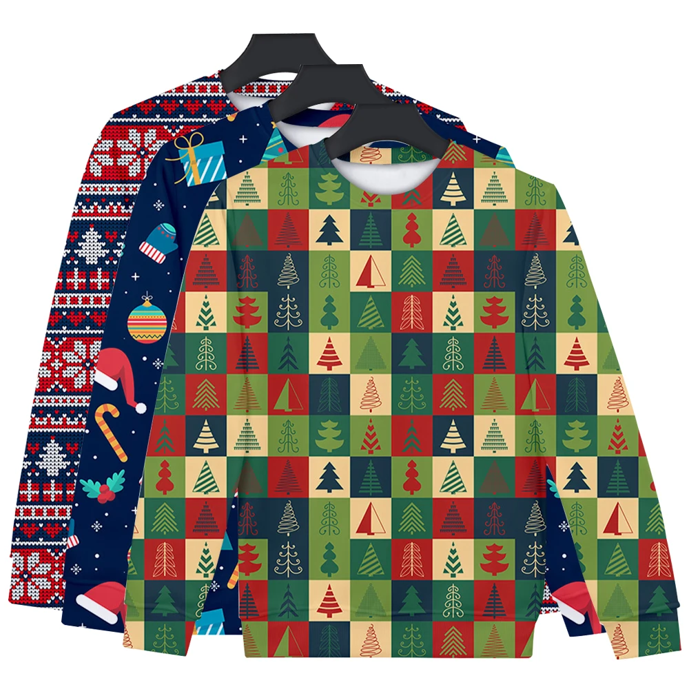 

Свитшот мужской с рождественским принтом, пуловер, куртка, спортивная одежда с длинным рукавом, одежда с круглым вырезом для осени