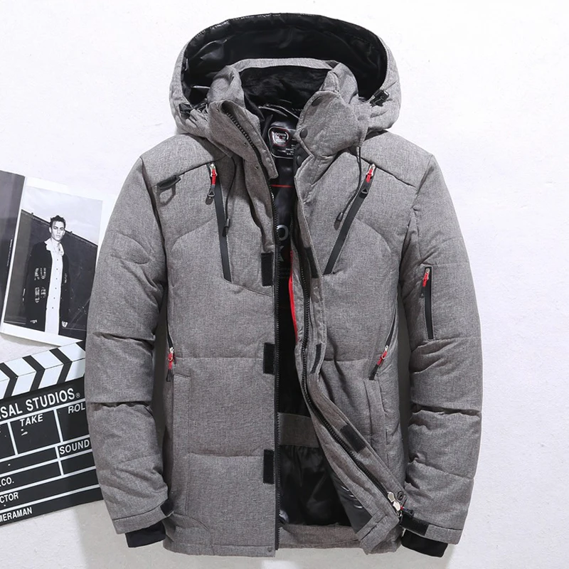 Casual Winter Warm Snow Jackets Men's Clothing White Duck Down Jacket Parkas Man Thicken Coats Male -20 Degree Windbreaker Park