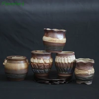 succulent flower pot rough pottery breathable creative retro indoor old pile ceramic burst pot home vase home decor